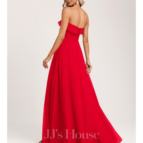 JJ House A-line Sweetheart Floor-Length Chiffon Bridesmaid Dress With Ruffle - Picture 4 of 5
